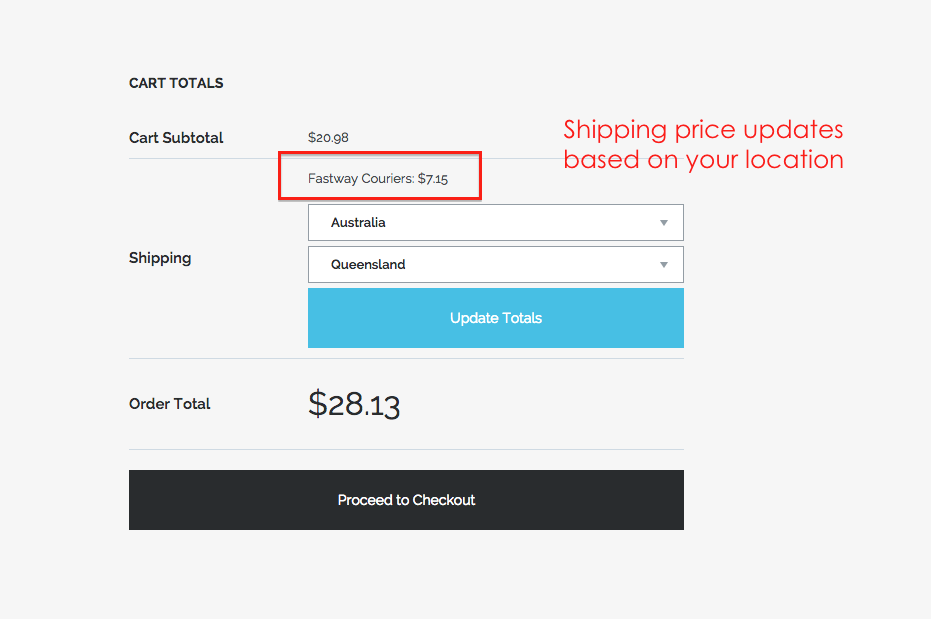 site cart shipping methods